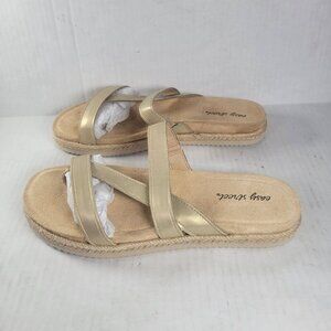Easy Street Women Gold Song Slip-On Strappy Espadrille Sandals Size 6N